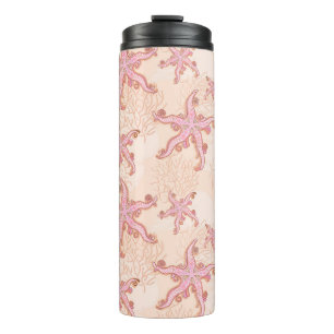 Seesterne und Korallen-Rosa-Pastell-Muster Thermosbecher