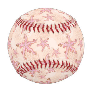 Seesterne und Korallen-Rosa-Pastellmuster Baseball
