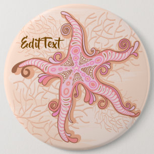 Seesterne und Korallen Rosa Pastellmuster Button