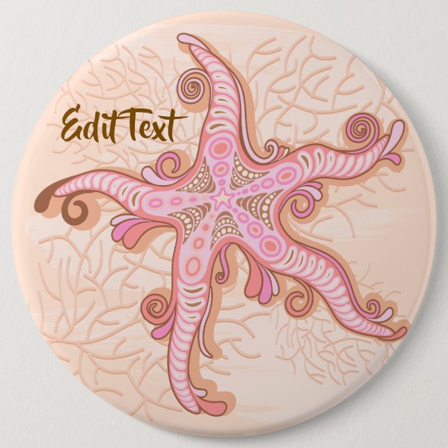 Seesterne und Korallen Rosa Pastellmuster Button (Vorderseite)