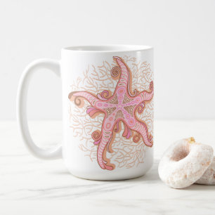 Seesterne und Korallen Rosa Pastellmuster Kaffeetasse