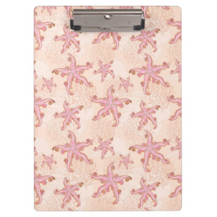 Seesterne und Korallen-Rosa-Pastellmuster Klemmbrett