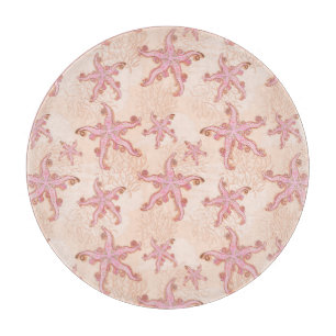 Seesterne und Korallen-Rosa-Pastellmuster Schneidebrett