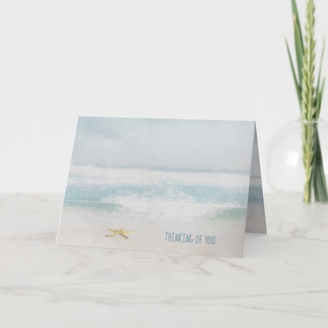 Seesterne und Surfen im Meer Aquarell Karte (Vorderseite)