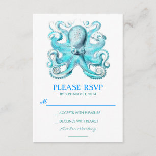 Seestrandhochzeit UAWG-Karte mit Krake RSVP Karte