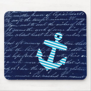 Seestreifenanker-Handschriftsentwurf Mousepad