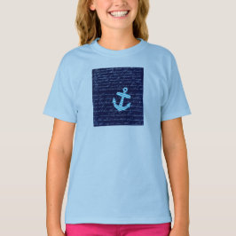 Seestreifenanker-Handschriftsentwurf T-Shirt