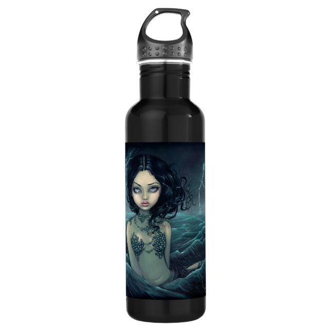 Seesturm-gotische Meerjungfrau Edelstahlflasche (Vorderseite)