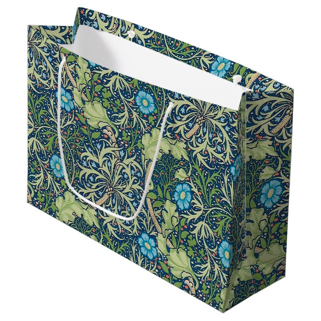 Seetang, William Morris große Geschenktasche Große Geschenktüte (Vorderseite Schrägansicht)