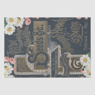 Seetatalog Floral Rose Decoupage Navy Blue Gold Seidenpapier