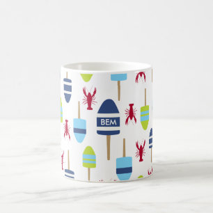 Seethemaboje und -hummer mit Monogramm Kaffeetasse