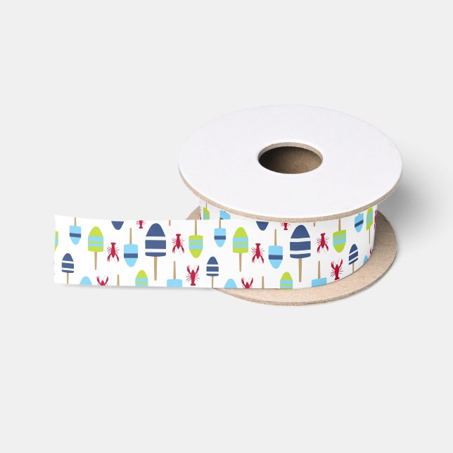 Seethemaboje und -hummer mit Monogramm Satinband (Spule)