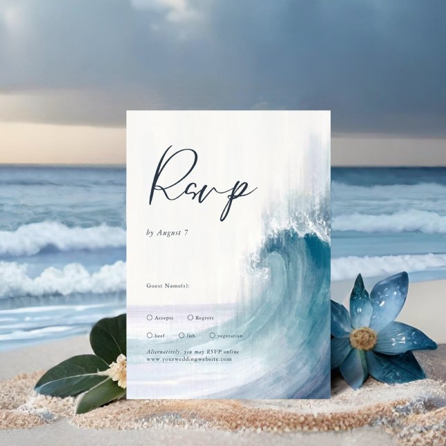 Seetranel Ocean Waves Nautical Monogram Wedding RSVP Karte (Von Creator hochgeladen)