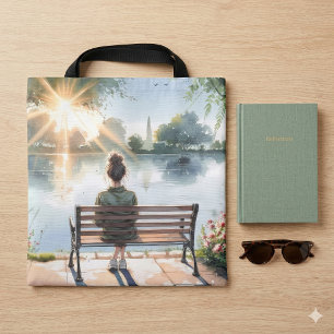 Seeufer bei Sonnenuntergang Tasche