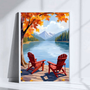 Seeufer Morgen   Friedliche Berglandschaftskunst Poster