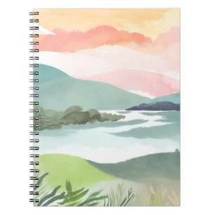 Seeufer Morgen Sonnenaufgang Aquarell Natur Notizblock