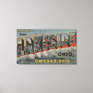 Seeufer, Ohio - der Eriesee - großer Buchstabe Leinwanddruck