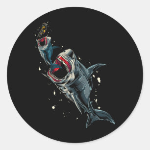 Seeungeheuer Jagd Megalodon Scuby Diver Gi Runder Aufkleber