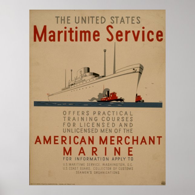 Seeverkehr Großschiff mit Tugboats WPA Poster (Vorne)