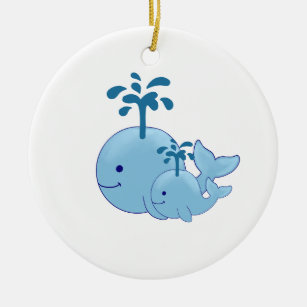 Seewal-Verzierung, niedliche Mama/Baby-Wal Keramik Ornament