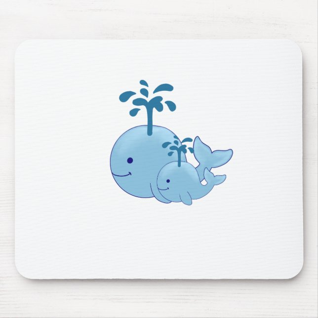 Seewaldekor, Mamma und Babywal drucken Mousepad (Vorne)