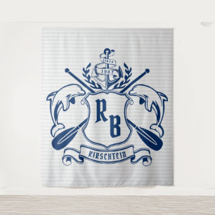 SeeWappen-Delphin-Anker-Ruder-Lorbeer-Schild Wandteppich