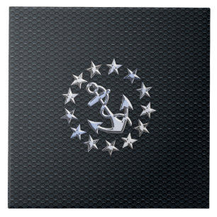 Seeyacht-Flaggen-Chrom-Symbol auf Grill-Dekor Fliese