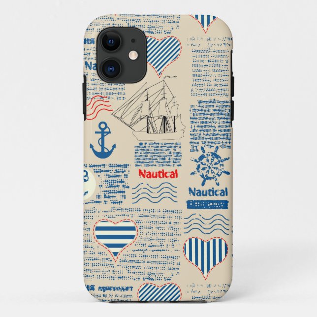 Seezeitungs-Muster Case-Mate iPhone Hülle (Rückseite)