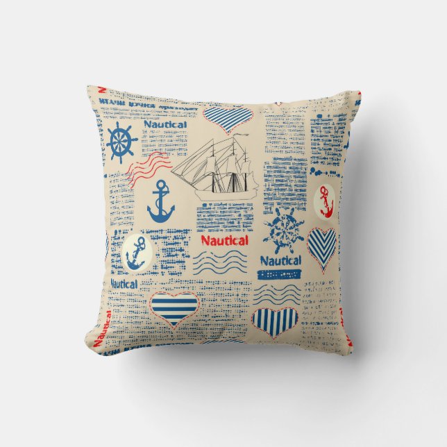Seezeitungs-Muster Kissen (Vorderseite)