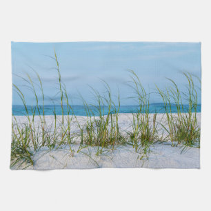 Seeziegel im weißen Sand Geschirrtuch