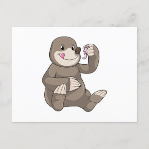 Seezunge mit Erdwurm Postkarte