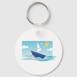 Seezunge mit Sailboat Schlüsselanhänger