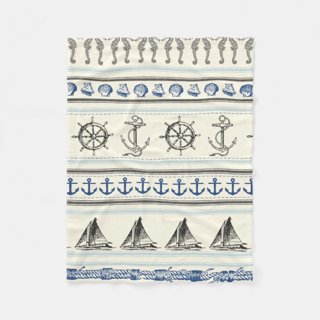 Segel Anchor Nautical Rope Knot Fleece Blanket (Vorderseite)