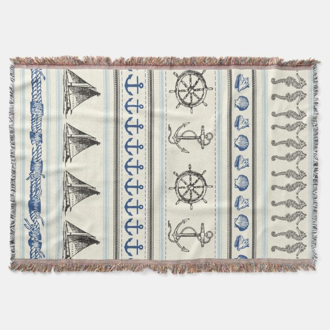 Segel Anchor Nautical Rope Knot Throw Blanket Decke (Vorderseite)