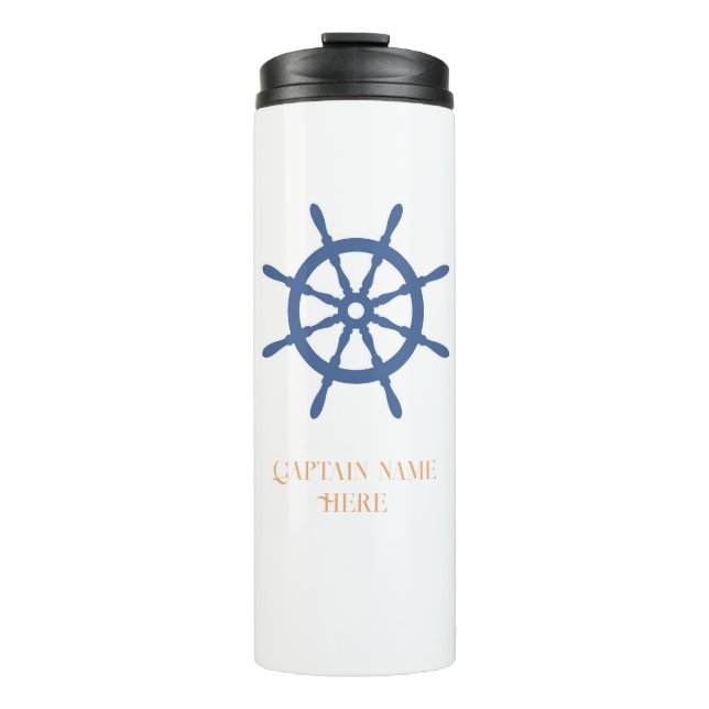 Segel Away Nautical Beach Personalisierter Name Thermosbecher (Vorderseite)