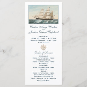 Segel-Clipper-Schiff Hochzeitsprogramm Programm