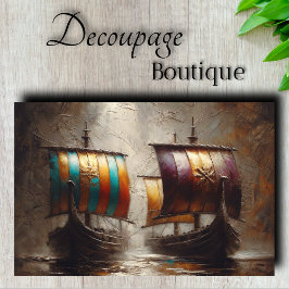 Segel-Decoupage von Viking Ships Seidenpapier