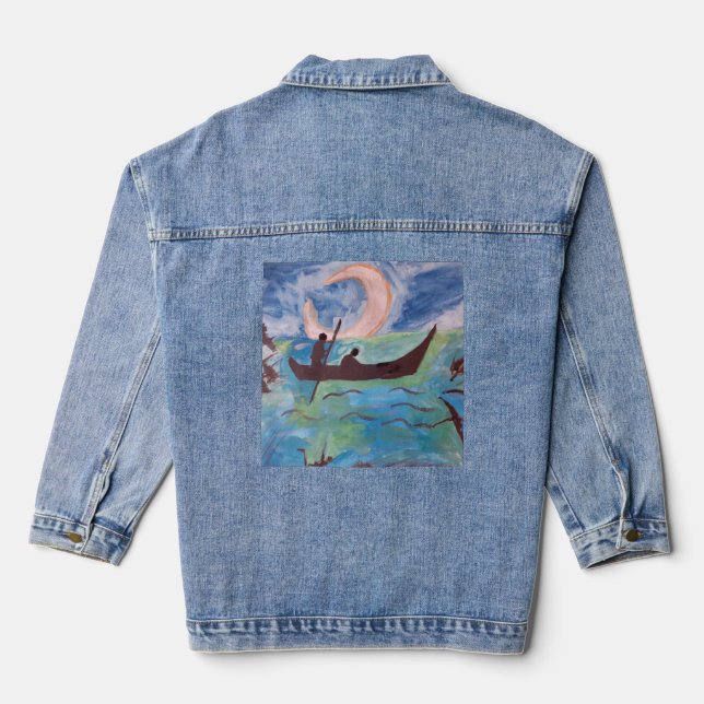 Segel durch Mondlicht Jeansjacke (Rückseite)
