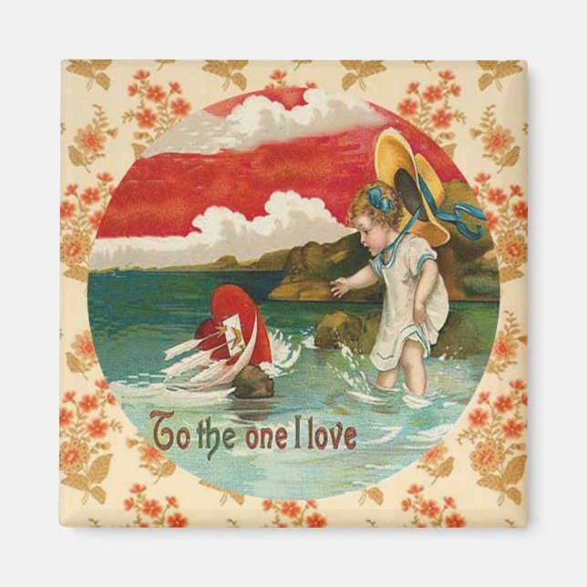 Segel Herz Vintag Valentine Custom Magnet (Vorne)