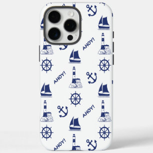 Segel Illustration Muster Navy Blue+White iPhone 16 Pro Max Hülle