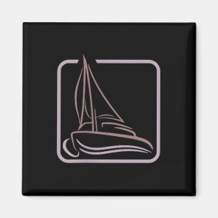 Segel-Logo-Symbol Quadratisches Segelboot Schiff K Magnet