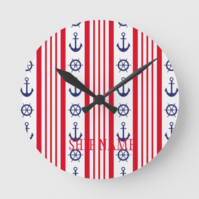 Segel Marine Stil Runde Wanduhr (Vorderseite)
