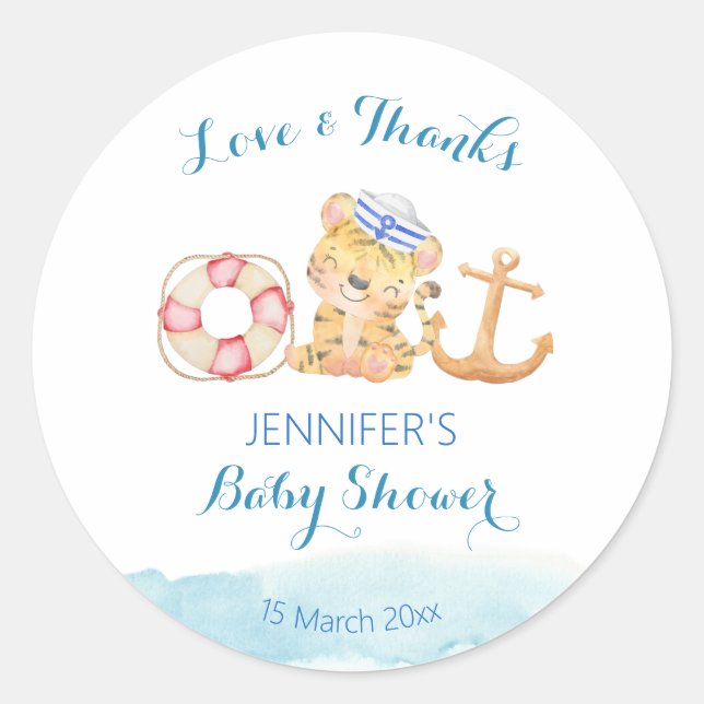 Segel-Mini-Babydusche Runder Aufkleber (Vorderseite)