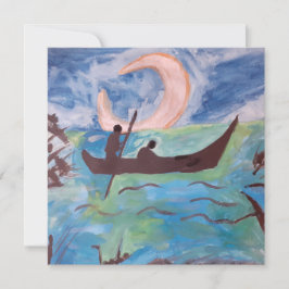 Segel mit Mondlicht Flat Karte