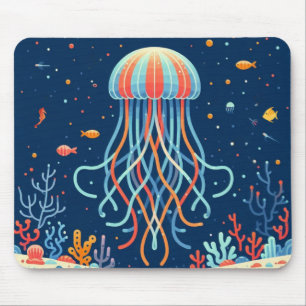 Segel/Strand/Quallen an der Küste Mousepad