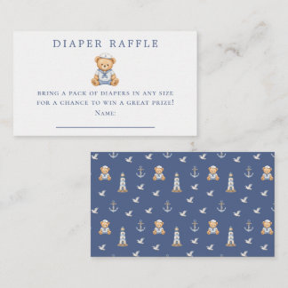 Segel-Teddybär-Windel-Raffle-Baby-Shower-Spiel Begleitkarte