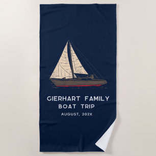 Segel-Trip mit der Familie - Nautisches Flair Strandtuch