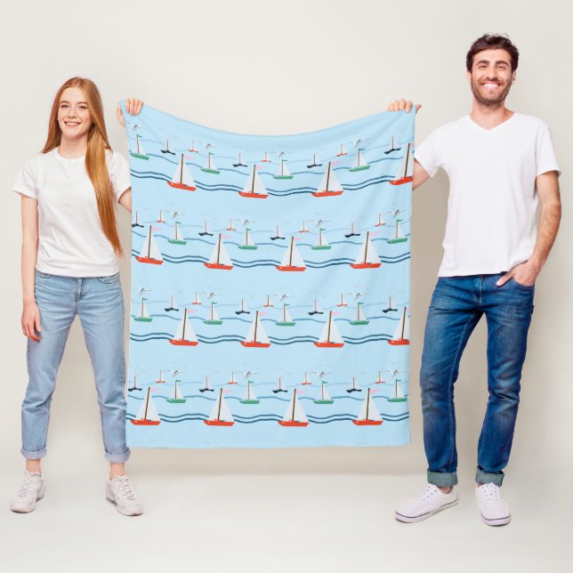 Segel und Meereswellen Fleece Blanket (Beispiel)