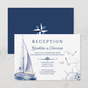 Segel-Yacht-Hochzeitsempfangskarten im maritimen S Einladung