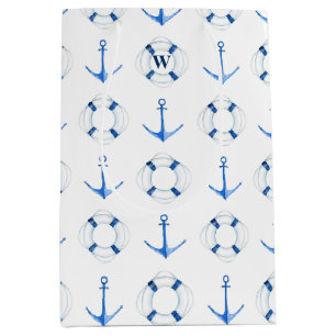 Segelblau Anker und Lebensring Nautical Mittlere Geschenktüte